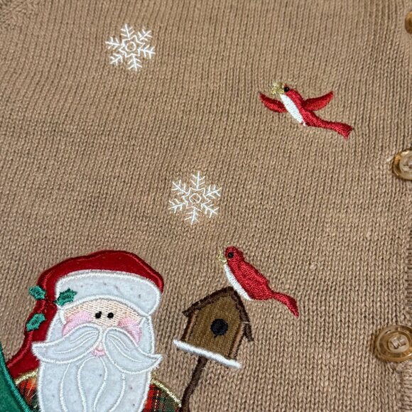 Vintage 90s Southern Lady Embroidered Button Front Ugly Christmas Sweater Vest - Picture 11 of 12